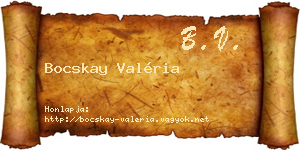 Bocskay Valéria névjegykártya